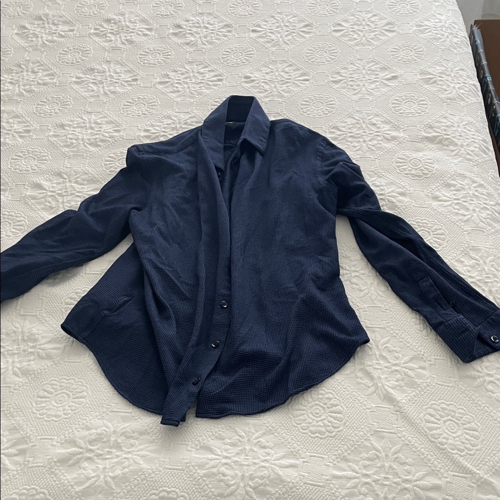 Giorgio Armani Men's Dark Blue Casual Button Down Shirt